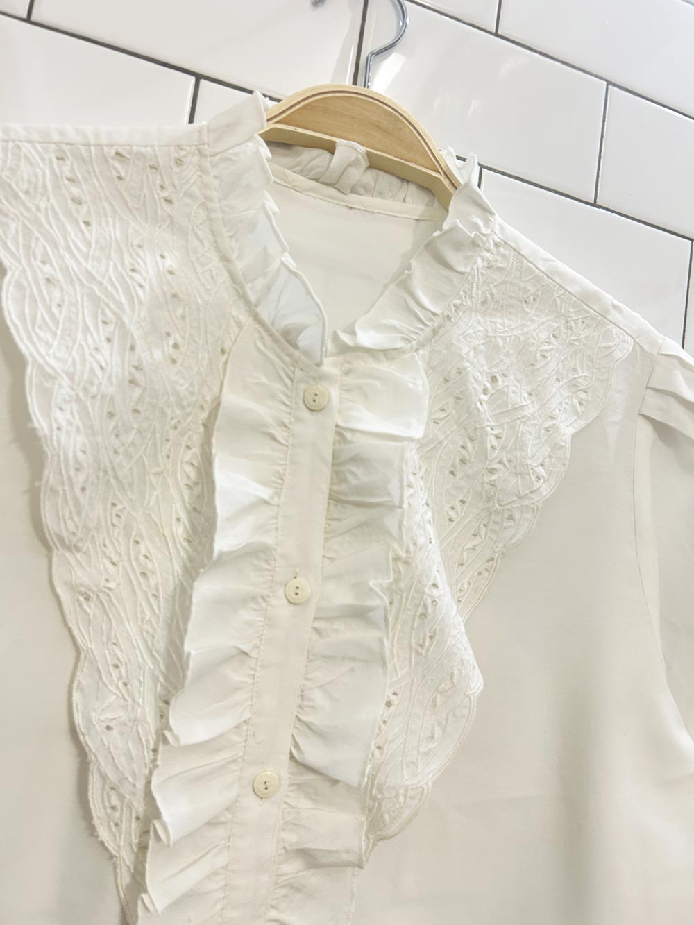 vintage embroidered ruffle blouse - good market thrift store