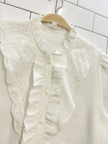 vintage embroidered ruffle blouse - good market thrift store