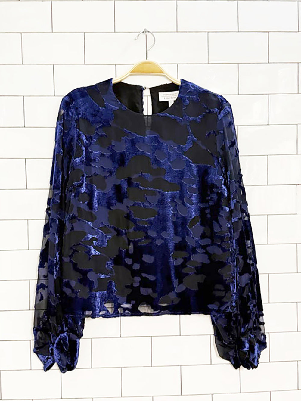 & other stories atelier flocked velvet balloon sleeve blouse | anthropologie
