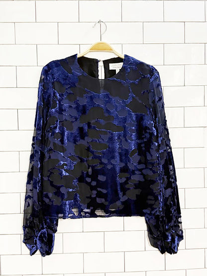 & other stories atelier flocked velvet balloon sleeve blouse | anthropologie