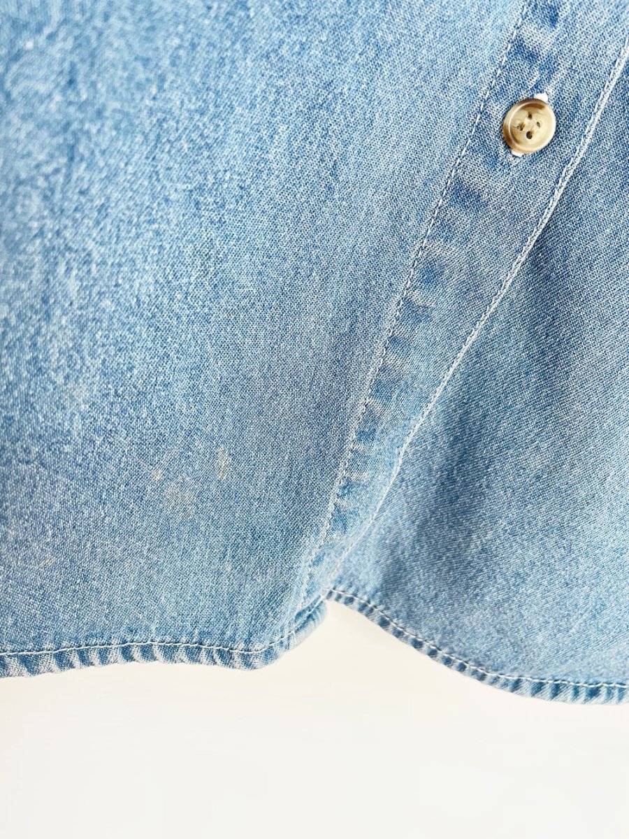 vintage 90s basic editions fall floral embroidered denim shirt - good market thrift store