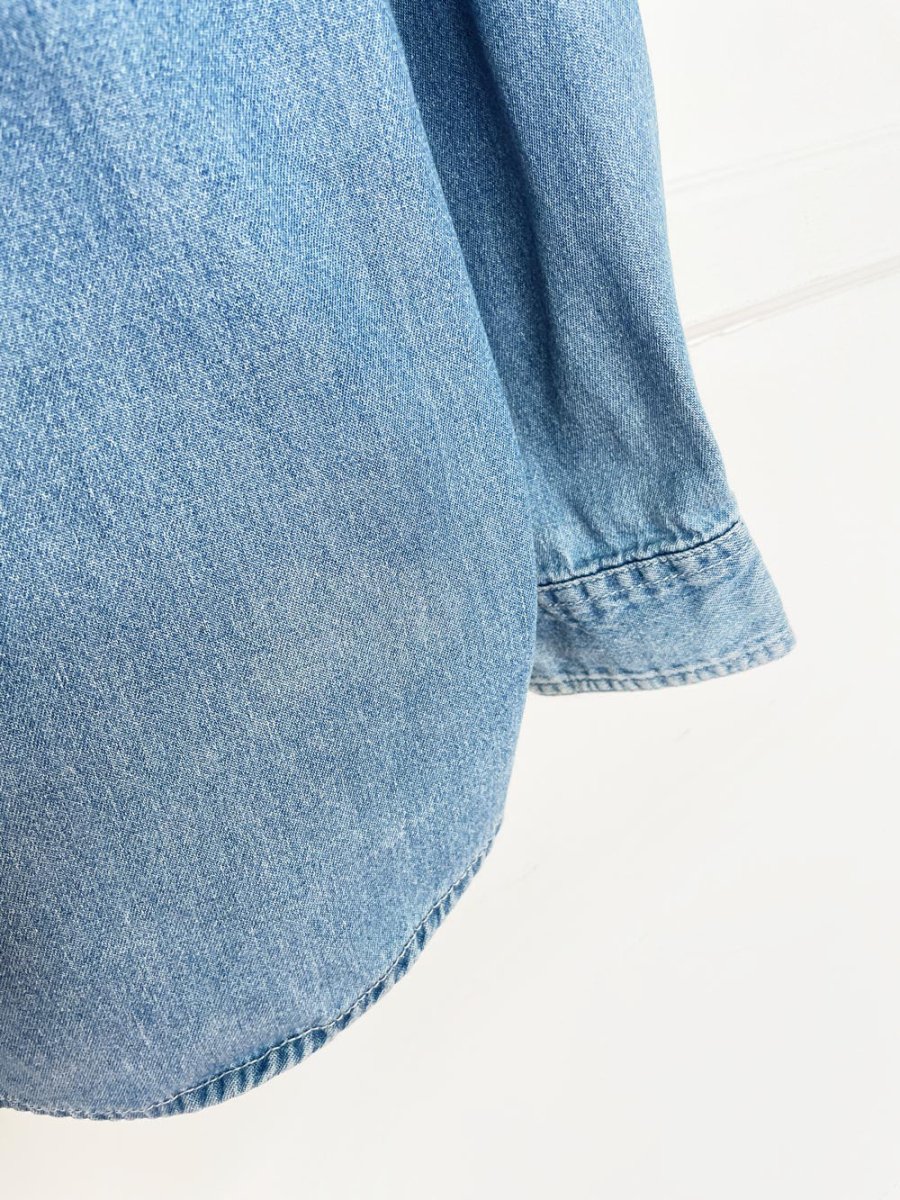 vintage 90s basic editions fall floral embroidered denim shirt - good market thrift store