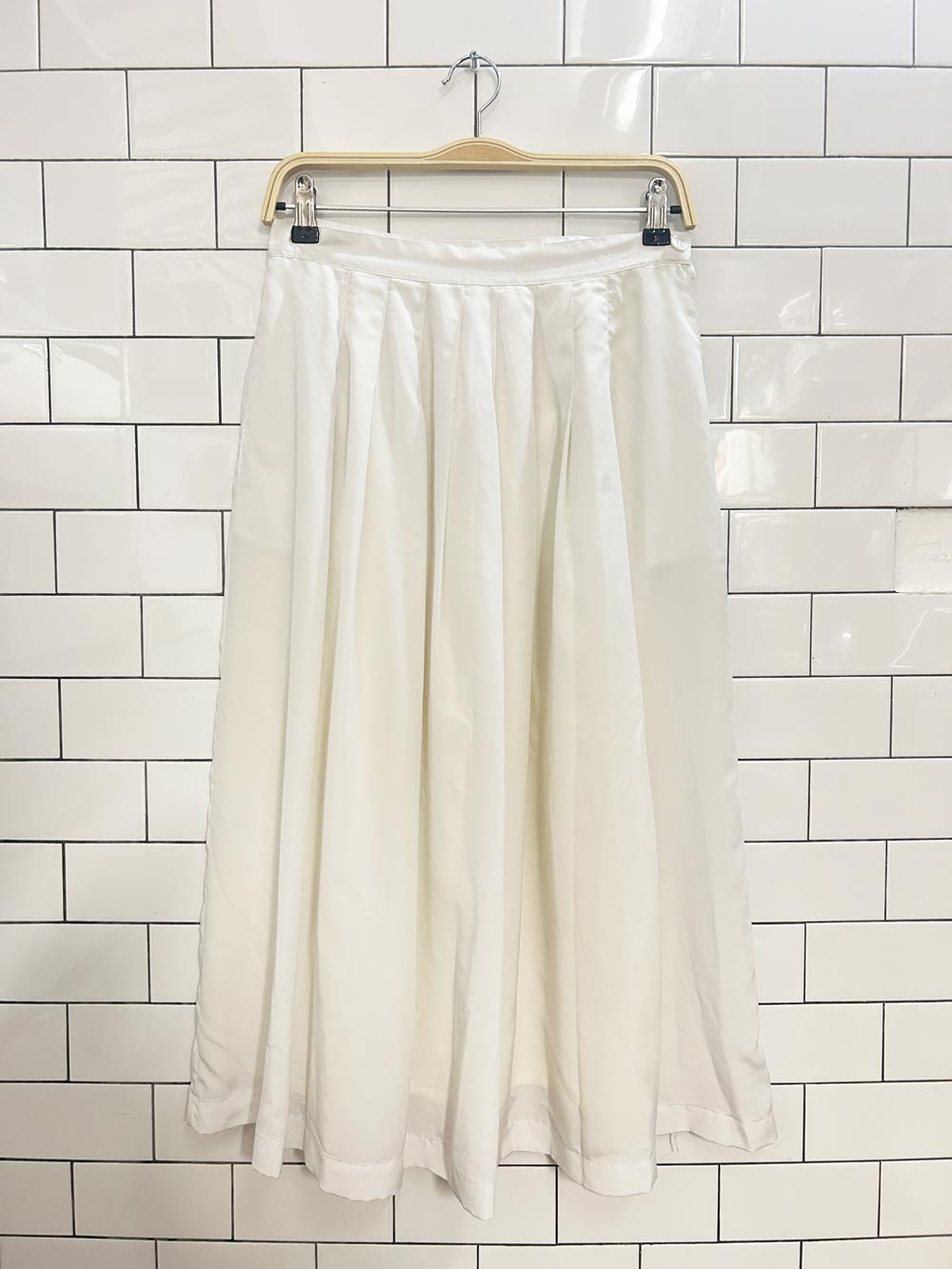 vintage 90s miss orly pleated satin midi skirt - good market thrift store