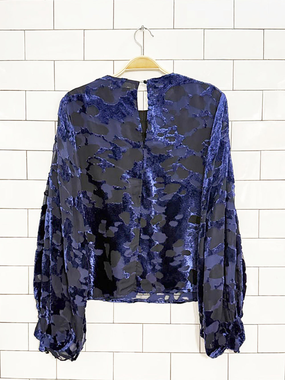 & other stories atelier flocked velvet balloon sleeve blouse | anthropologie