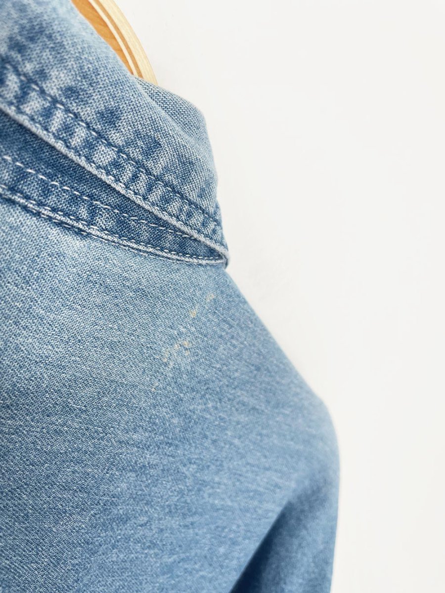 vintage 90s basic editions fall floral embroidered denim shirt - good market thrift store