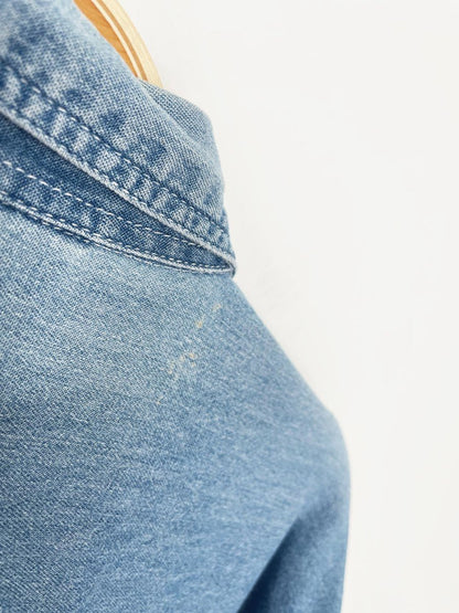 vintage 90s basic editions fall floral embroidered denim shirt - good market thrift store