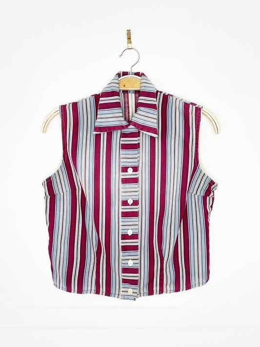 vintage 70s sleeveless striped shirt - good market thrift store
