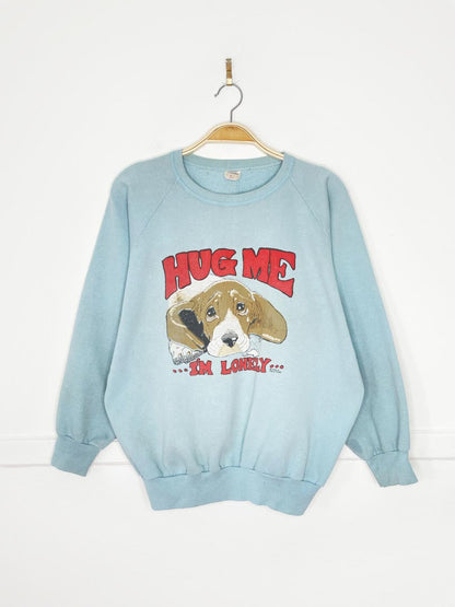 vintage 90s tanya creations hug me I'm lonely puppy graphic sweatshirt | made in Canada - good market thrift store