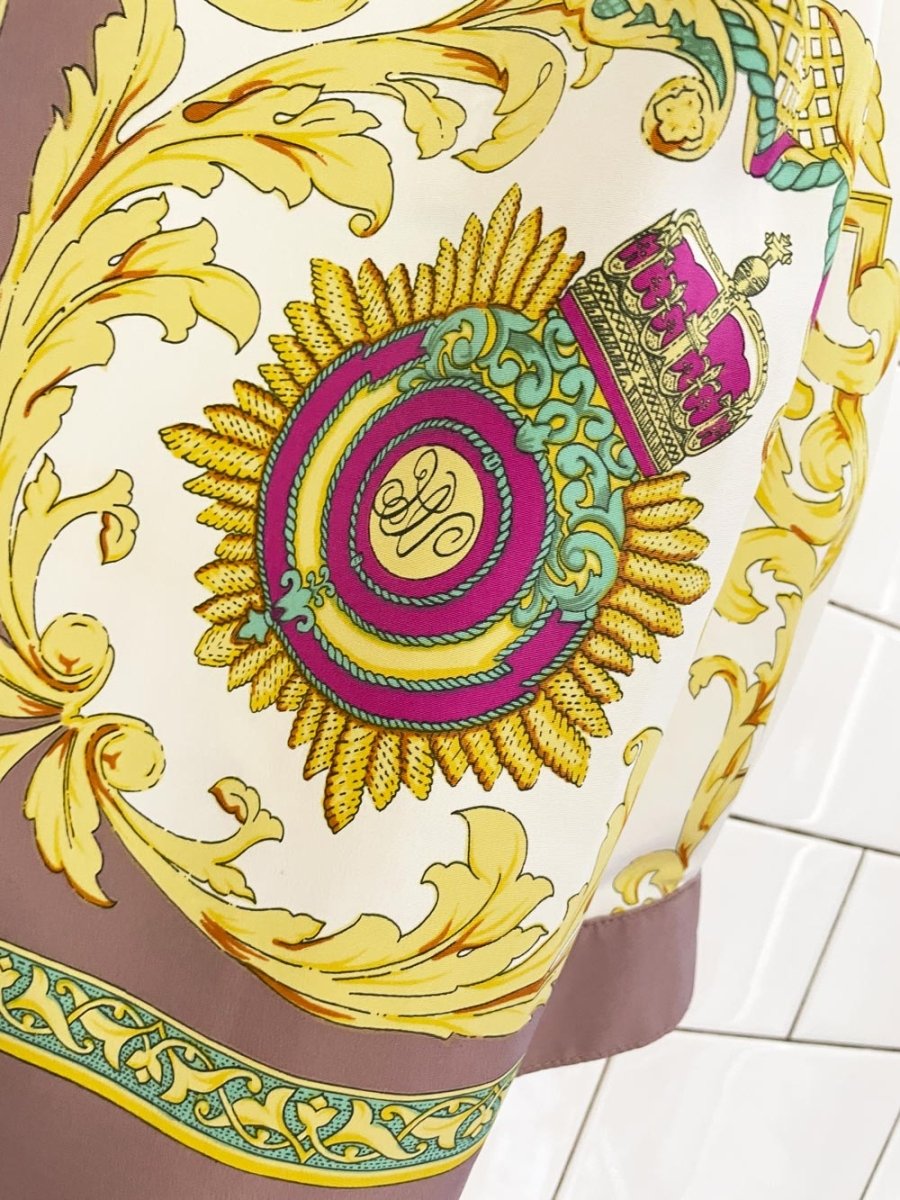 vintage wennas scarf print satin blouse - good market thrift store