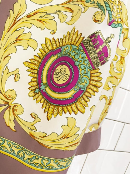 vintage wennas scarf print satin blouse - good market thrift store