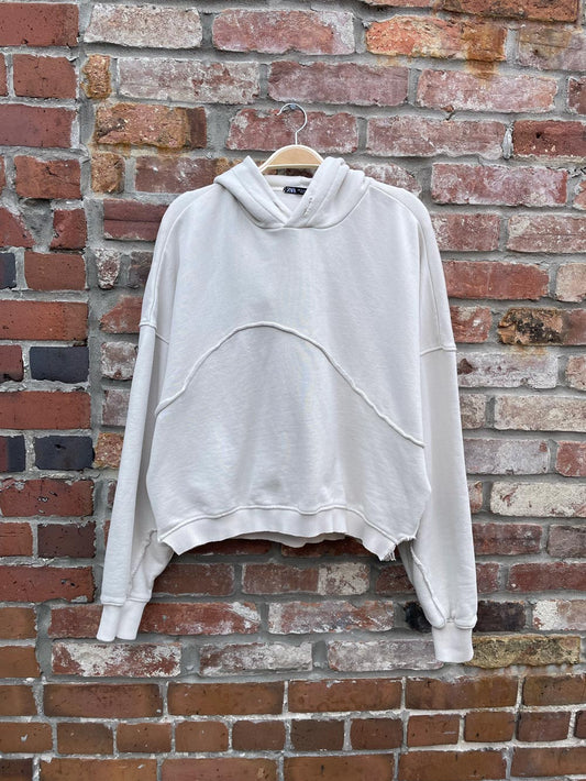 zara raw seam boxy premium hoodie