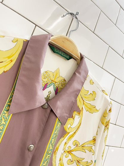 vintage wennas scarf print satin blouse - good market thrift store