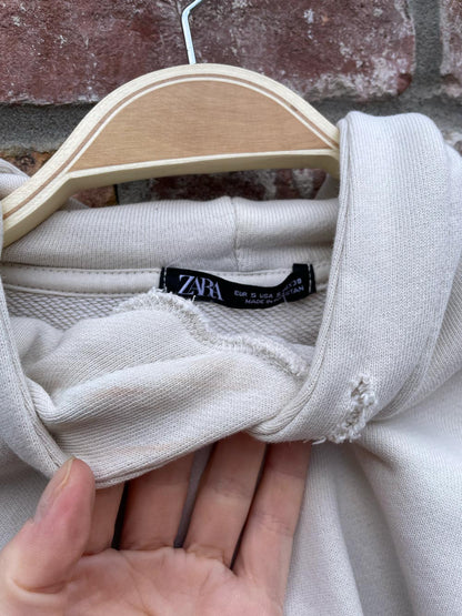 zara raw seam boxy premium hoodie