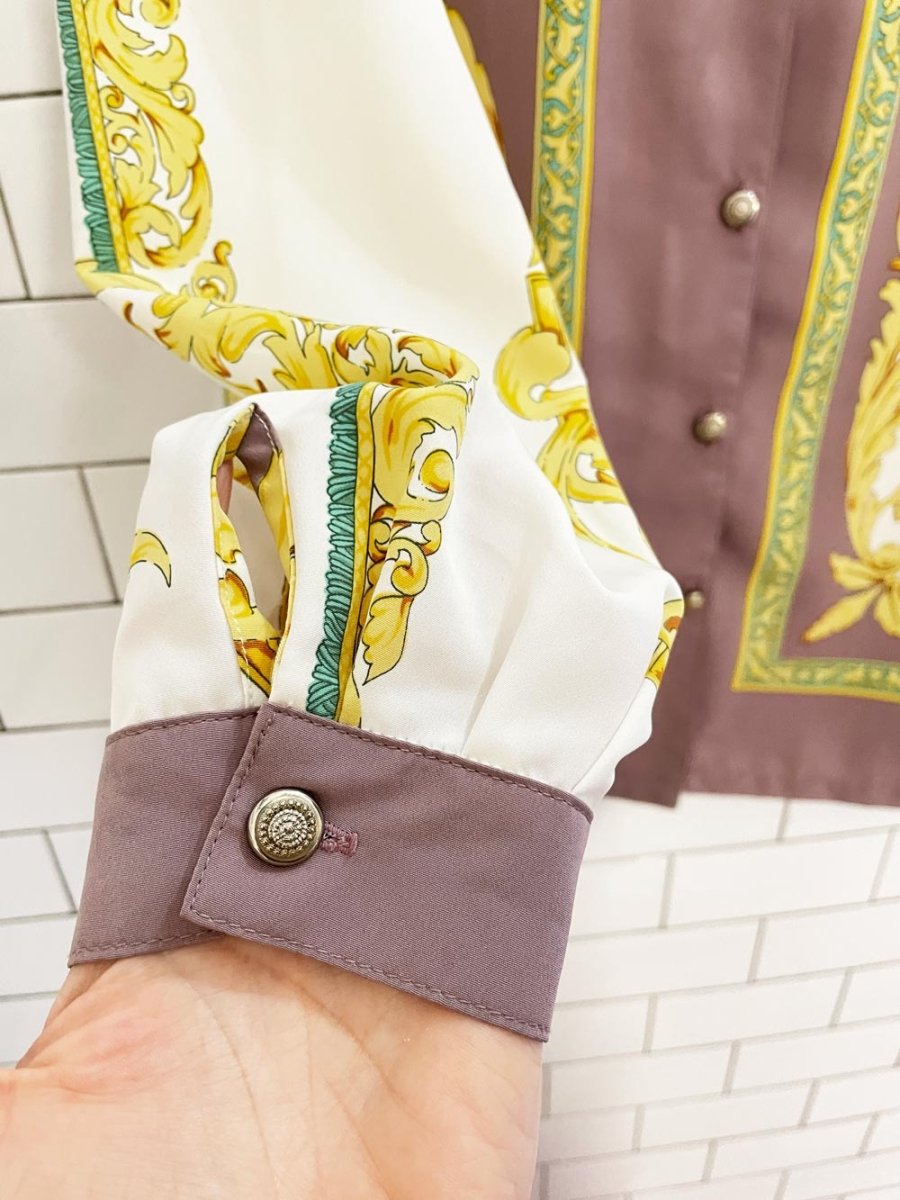 vintage wennas scarf print satin blouse - good market thrift store