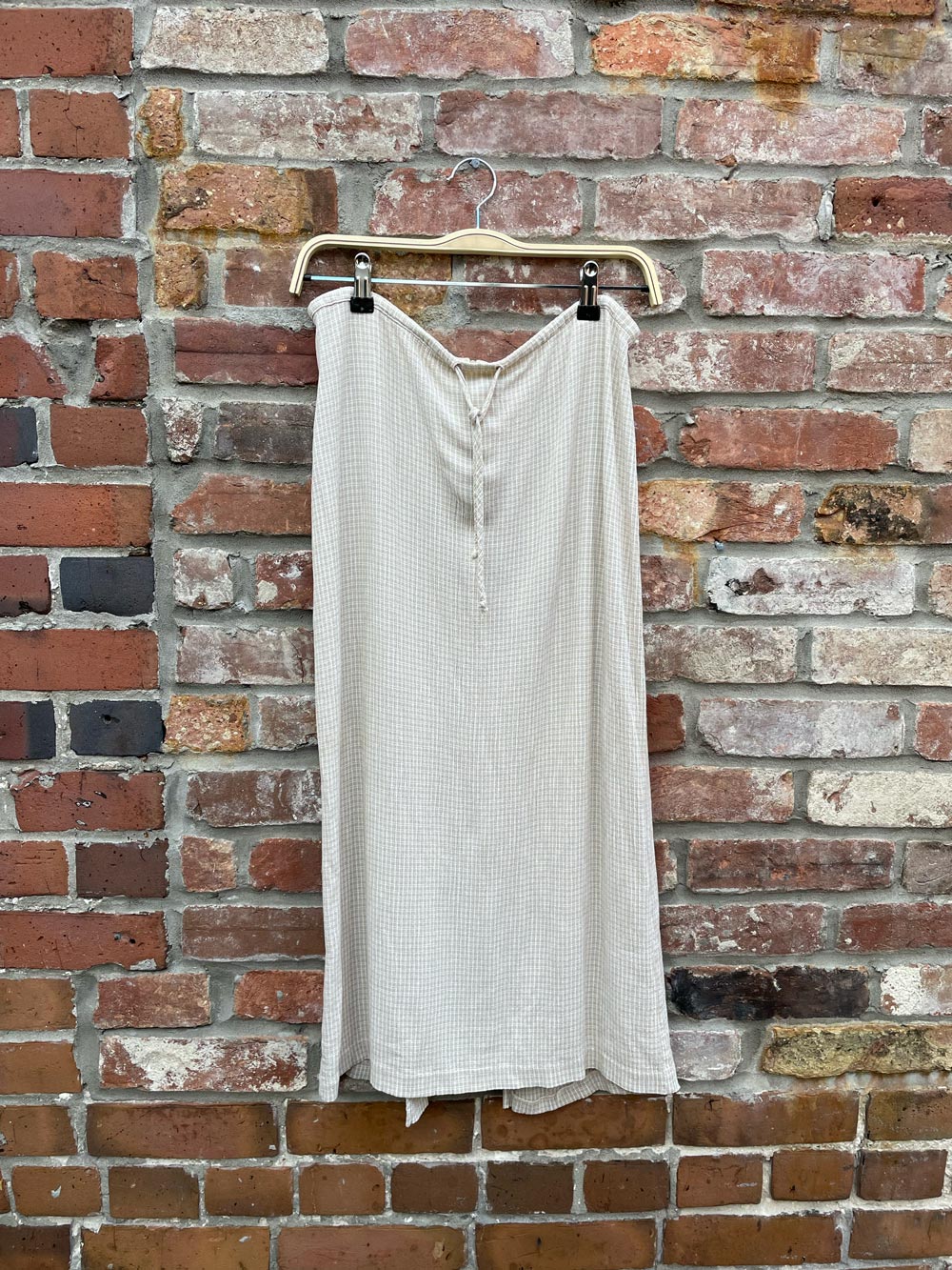 vintage 00s country plaid crinkle midi skirt