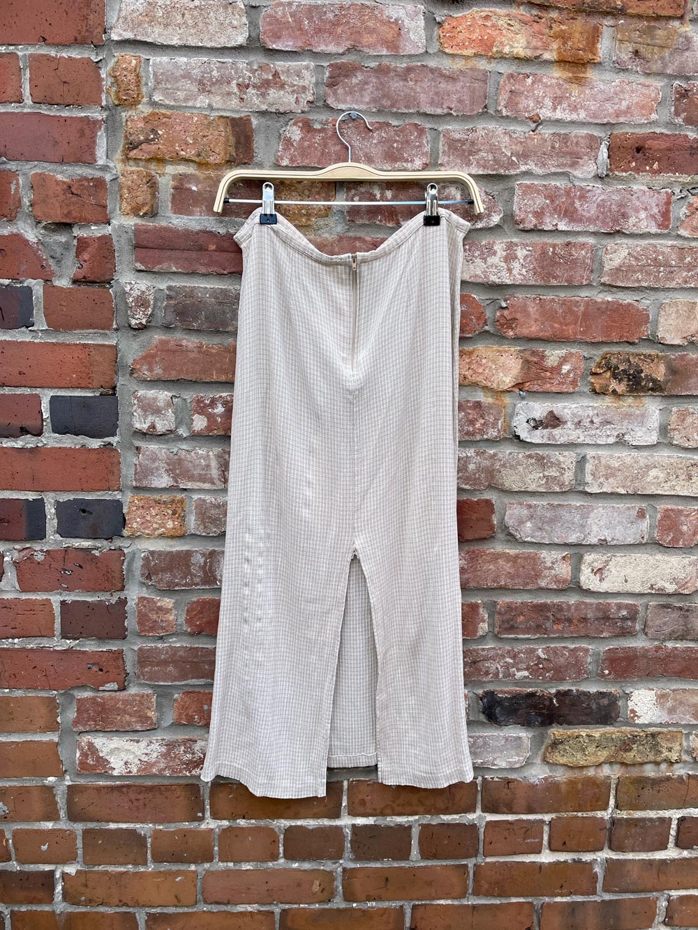 vintage 00s country plaid crinkle midi skirt