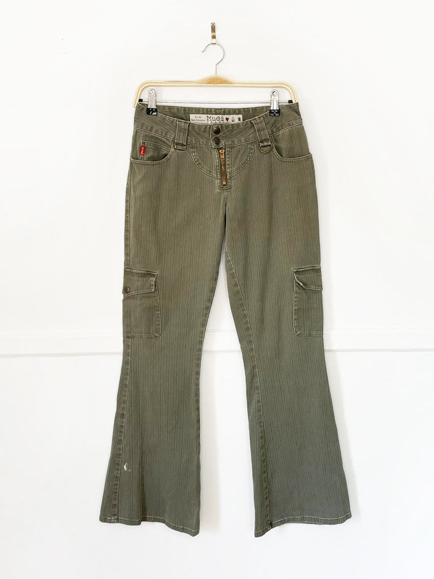 y2k mudd low ride zip flair cargo pants