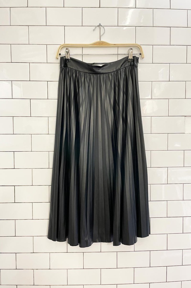 zara faux leather pleated midi skirt - good market thrift store