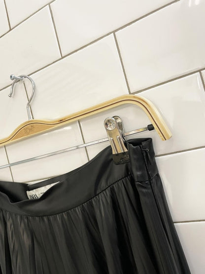 zara faux leather pleated midi skirt - good market thrift store