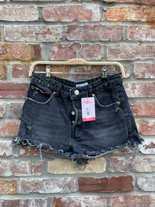 zara button fly cut off denim shorts