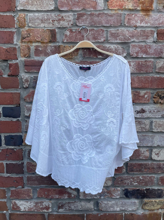 evidence white embroidered oversized top