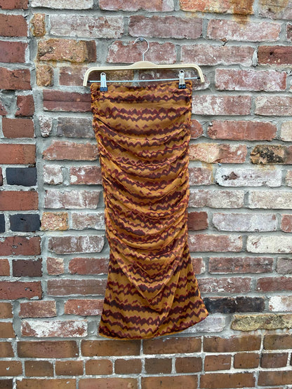 zara ruched mesh midi skirt