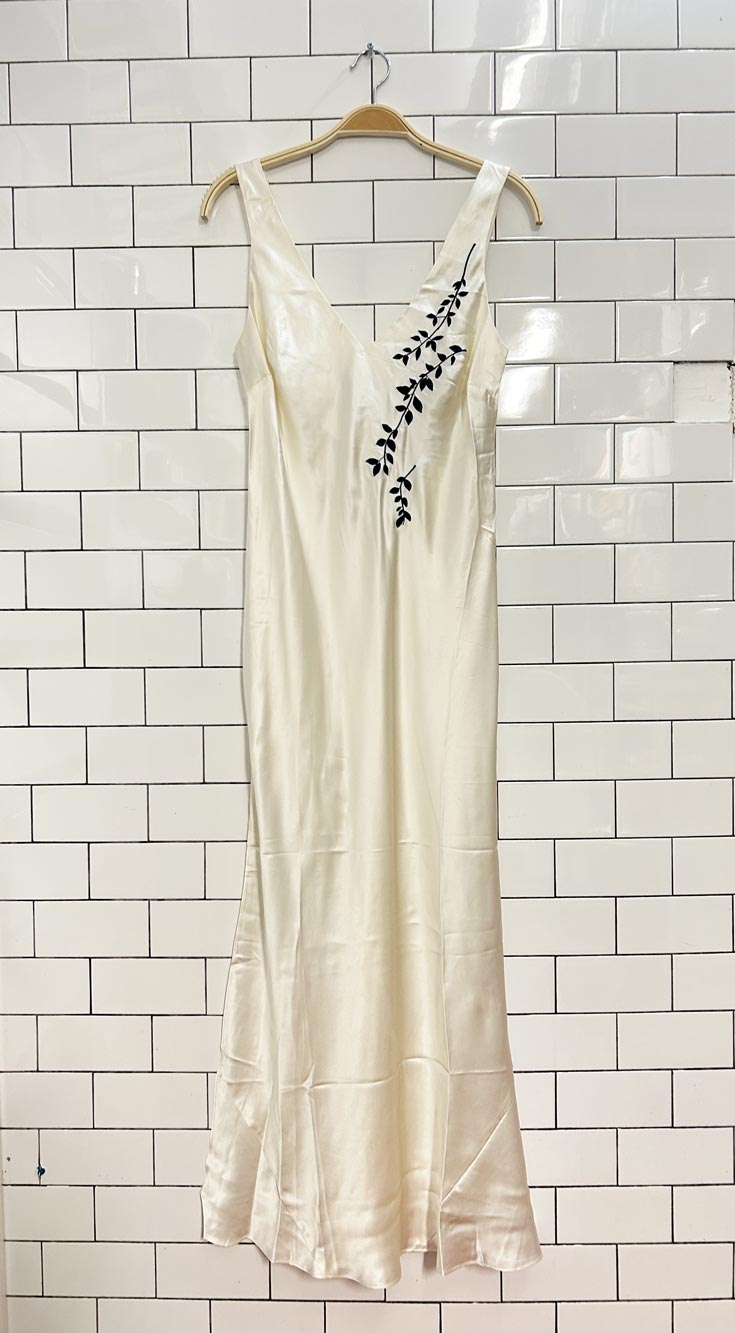 vintage silk & satin embroidered silk maxi slip dress - good market thrift store