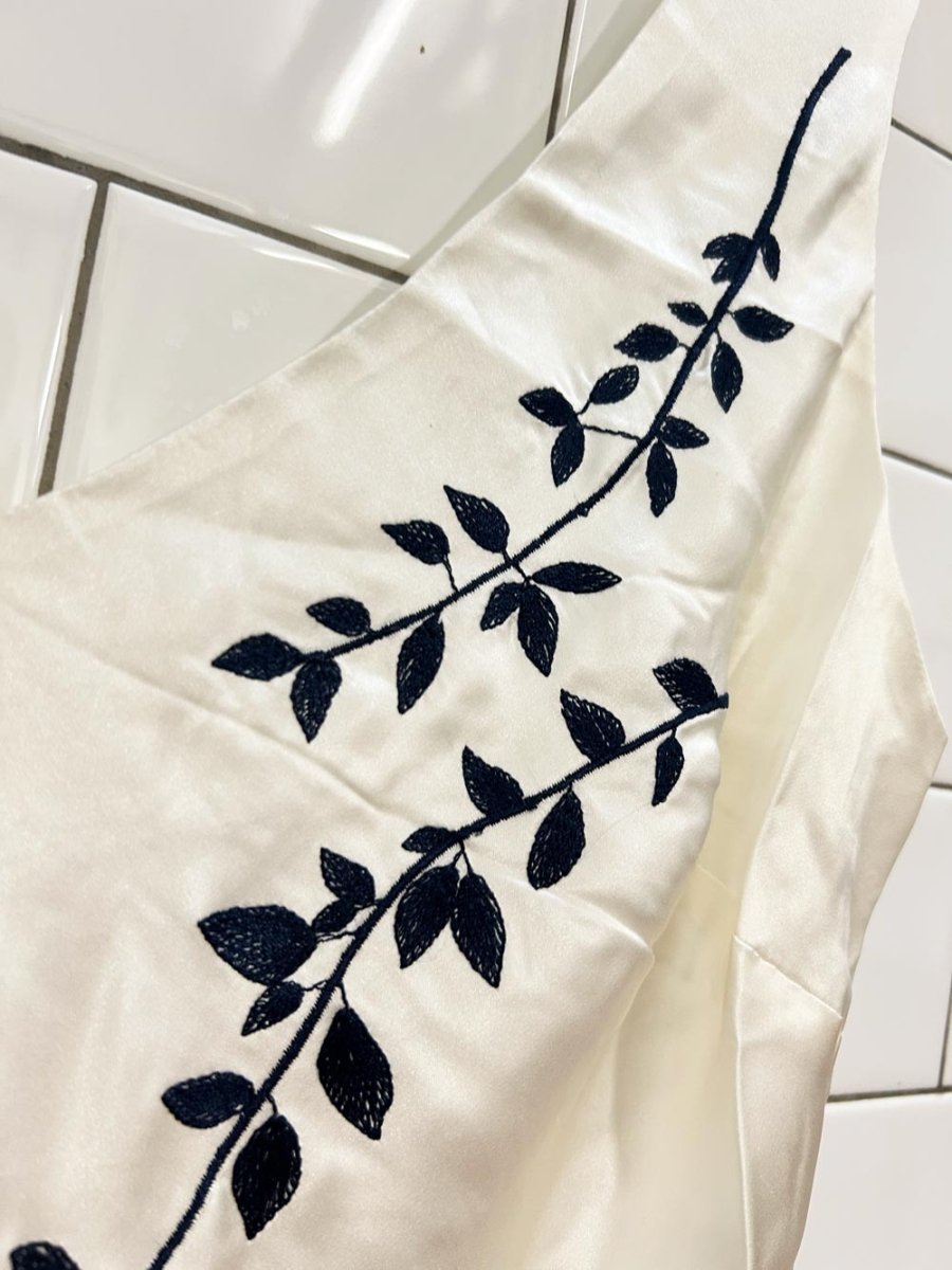 vintage silk & satin embroidered silk maxi slip dress - good market thrift store