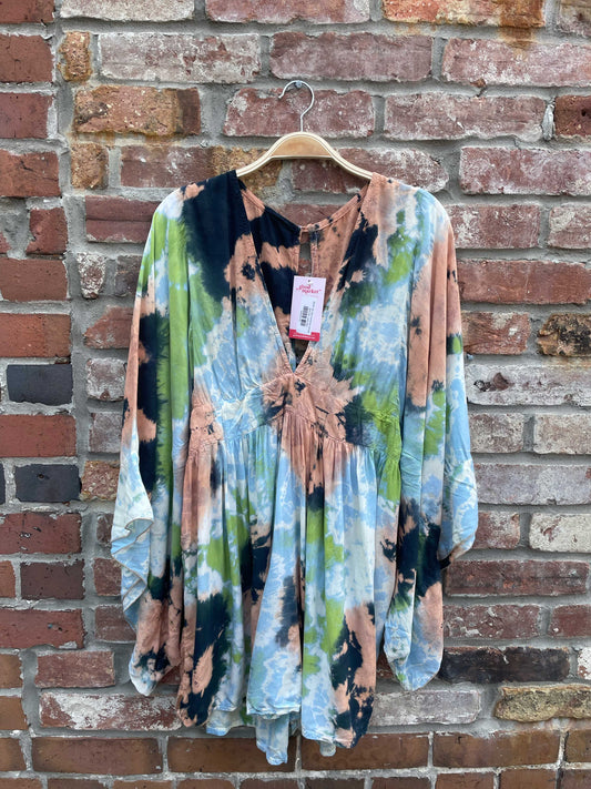 boho tie dye kimono romper