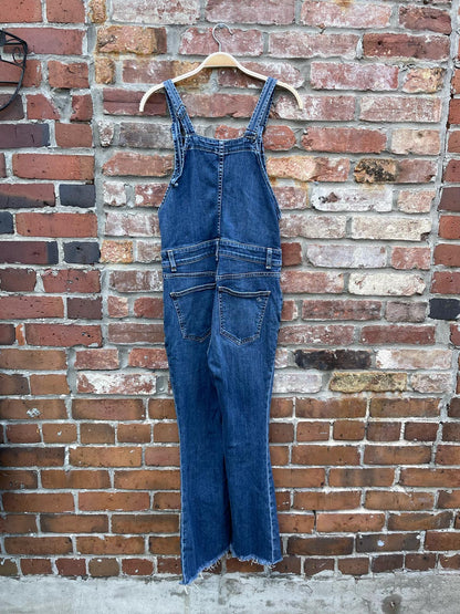 rag & bone flare leg raw hem crop overalls