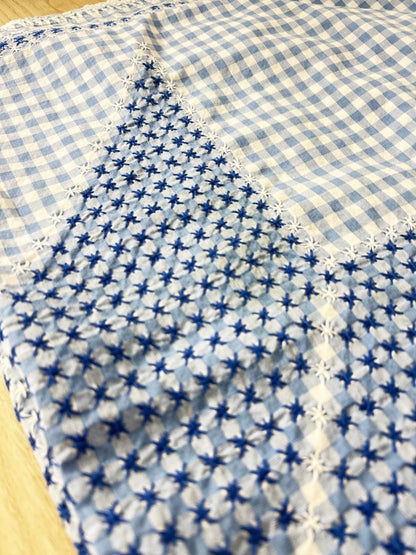 vintage hand - embroidered quilt star table cloth - good market thrift store