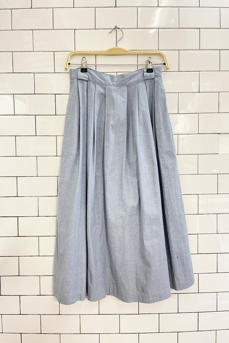 vintage 90s bay club denim pleated midi skirt - good market thrift store