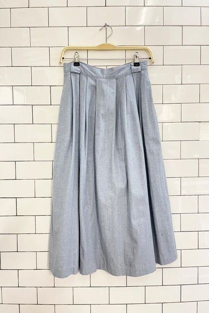 vintage 90s bay club denim pleated midi skirt - good market thrift store