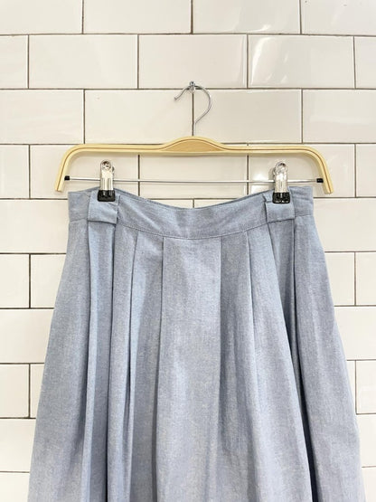 vintage 90s bay club denim pleated midi skirt - good market thrift store