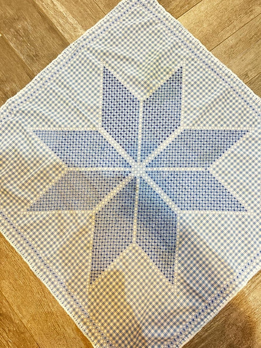 vintage hand - embroidered quilt star table cloth - good market thrift store