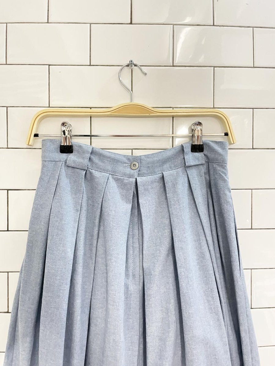 vintage 90s bay club denim pleated midi skirt - good market thrift store