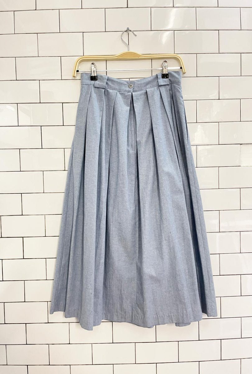 vintage 90s bay club denim pleated midi skirt - good market thrift store