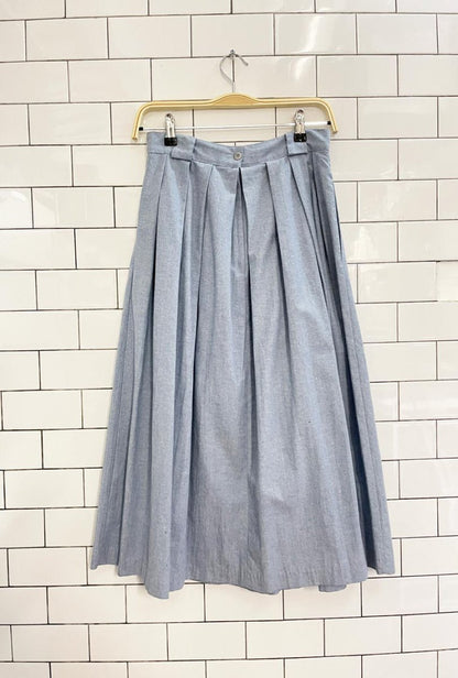vintage 90s bay club denim pleated midi skirt - good market thrift store
