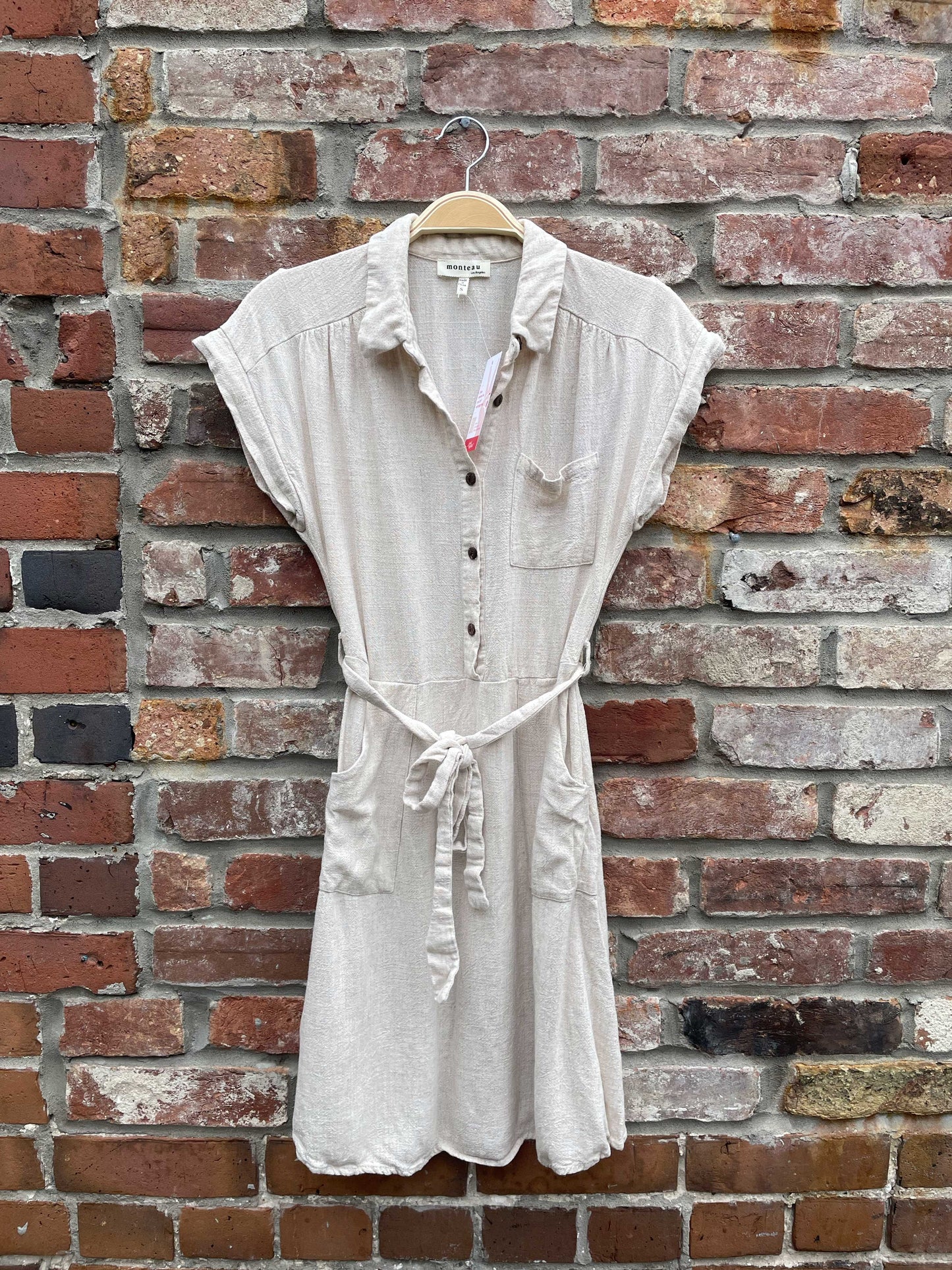 monteau natural belted shirt dress