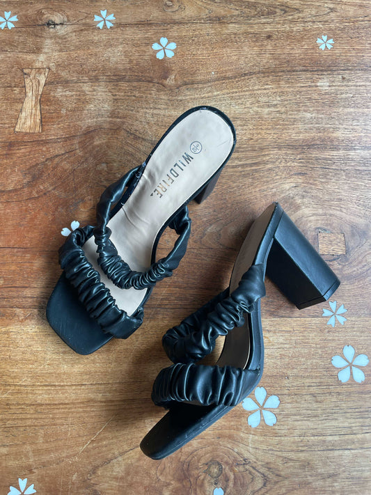 wildfire emilee ruched strap heeled sandal