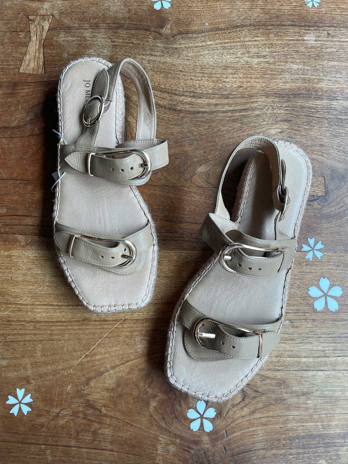 jo mercer square toe leather buckle sandals