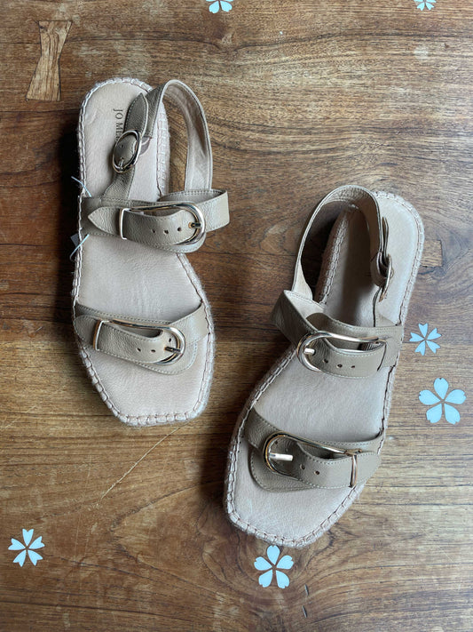 jo mercer square toe leather buckle sandals