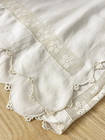 vintage eyelet embroidered crochet runner - good market thrift store