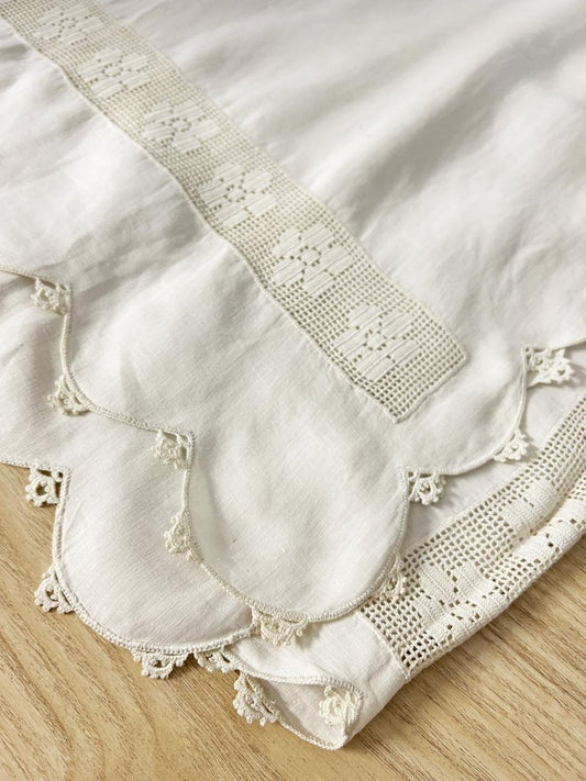 vintage eyelet embroidered crochet runner - good market thrift store