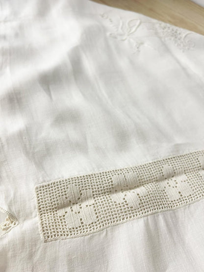 vintage eyelet embroidered crochet runner - good market thrift store