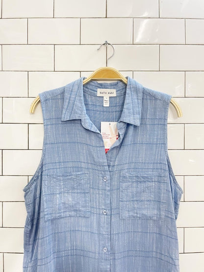 bella dahl woven sleeveless maxi shirt dress - good market thrift store