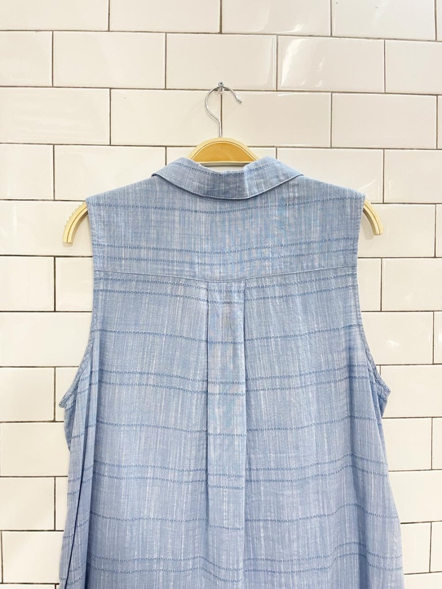 bella dahl woven sleeveless maxi shirt dress - good market thrift store