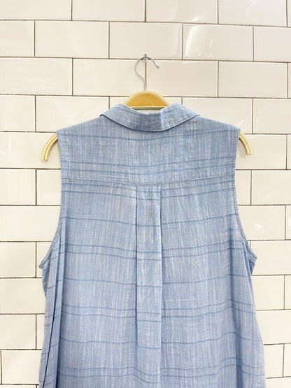 bella dahl woven sleeveless maxi shirt dress - good market thrift store