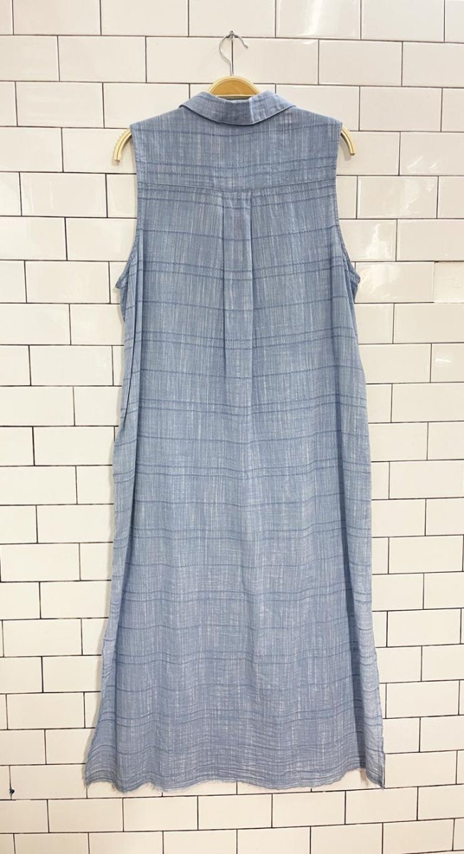 bella dahl woven sleeveless maxi shirt dress - good market thrift store