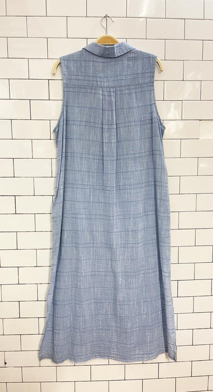 bella dahl woven sleeveless maxi shirt dress - good market thrift store